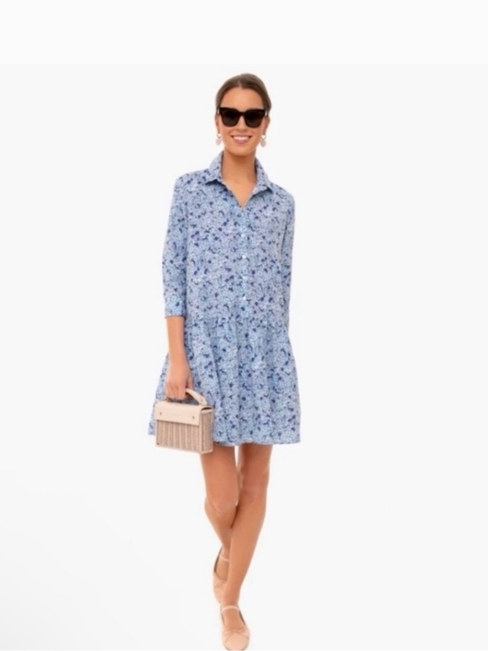 Tuckernuck Hayes Blue Floral Collared Mini Dress
